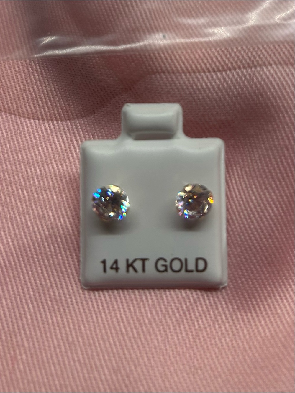 14KT Gold Clear Moissanite Stud Earrings - Sparkling Clear
